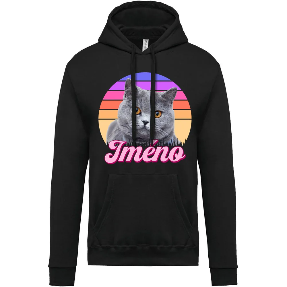 DÄ›tskÃ¡ mikina Retrowave koÄka — ÄŒernÃ¡