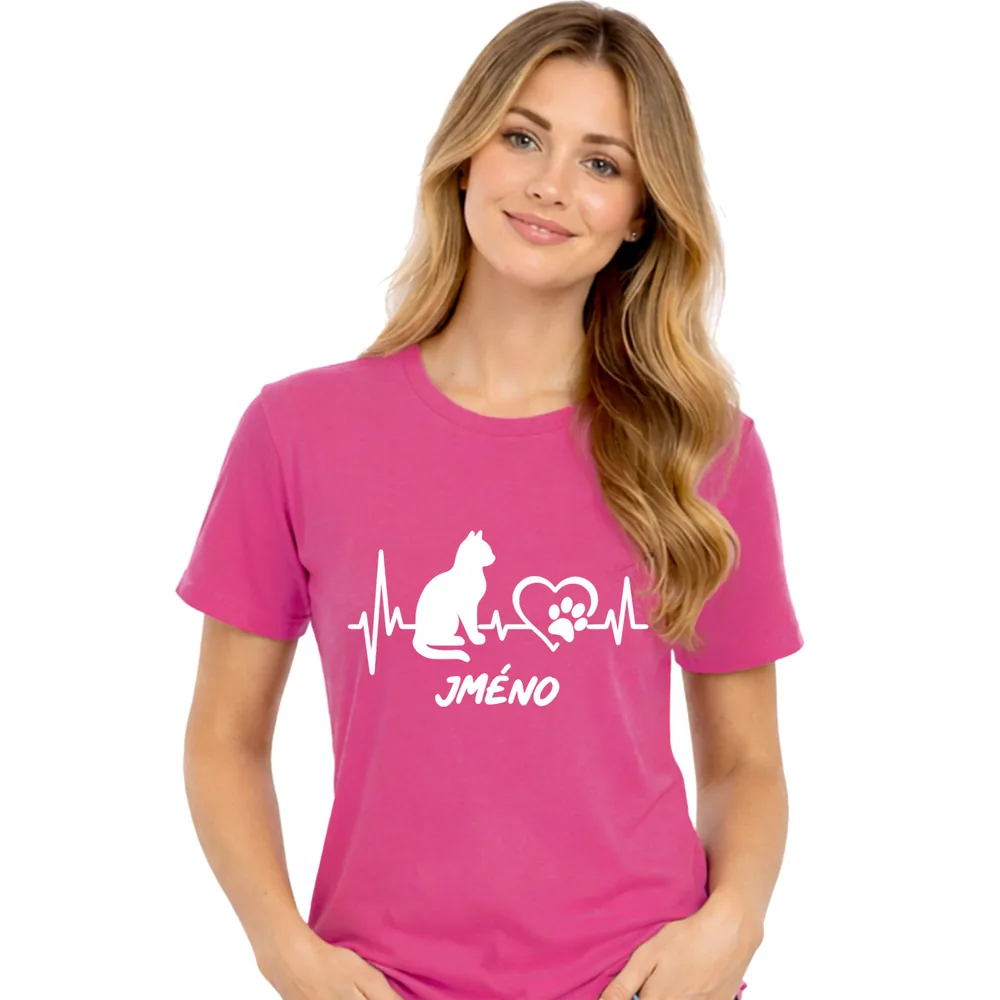 DÃ¡mskÃ© triÄko Cat Heartbeat