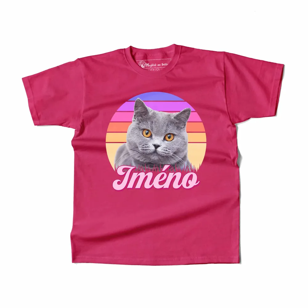DÄ›tskÃ© triÄko Retrowave koÄka — RÅ¯Å¾e